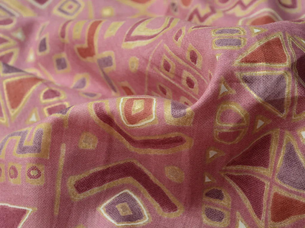 Peach Traditional Pure Mul Mul Cotton Fabric