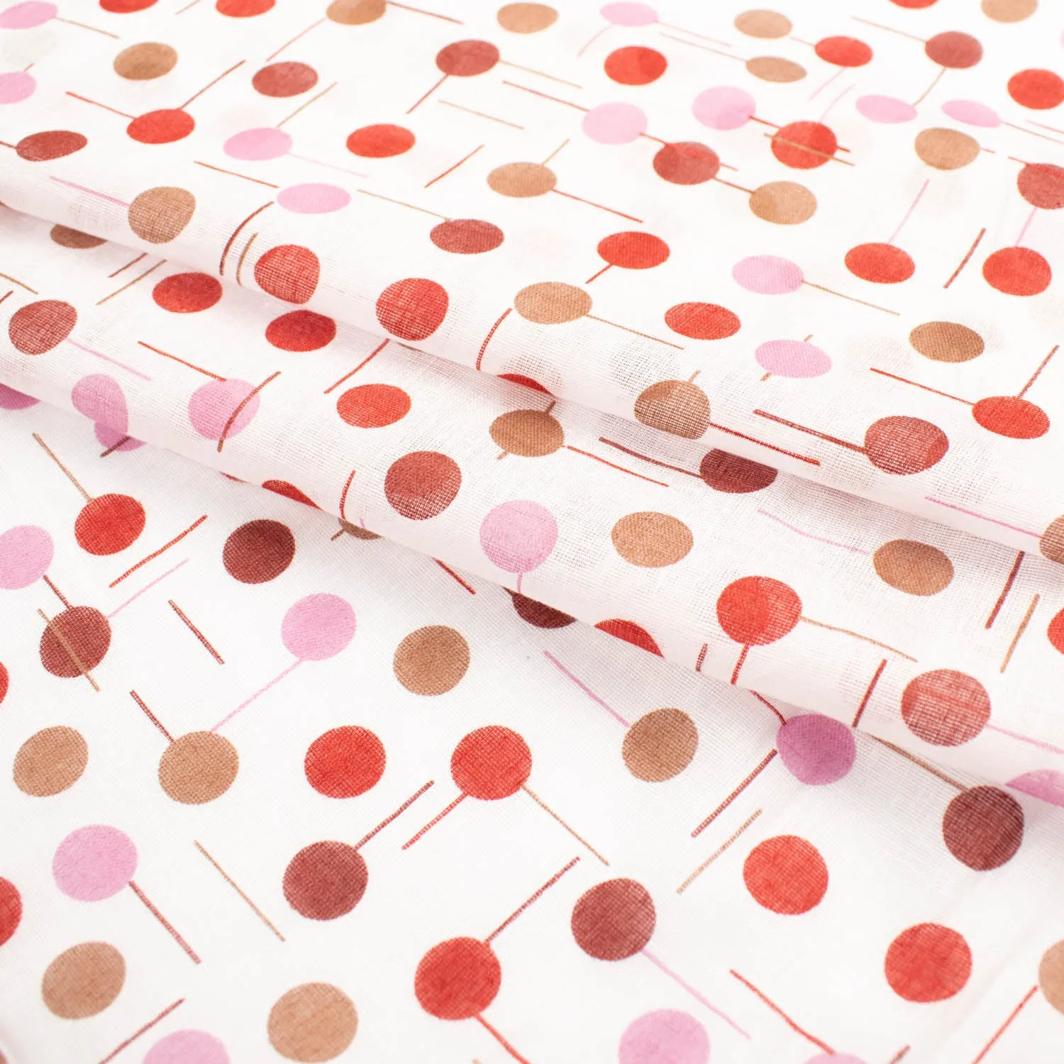 Printed Voile Red & Pink Dots