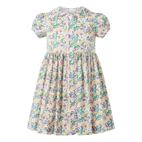 Purple Floral Berry Button-front Dress