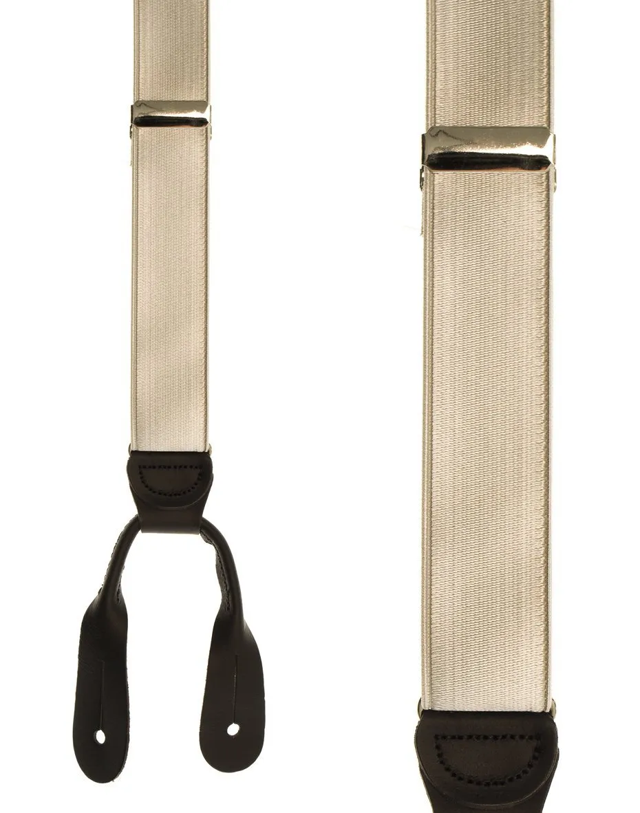 "French Satin" Light Grey Suspenders