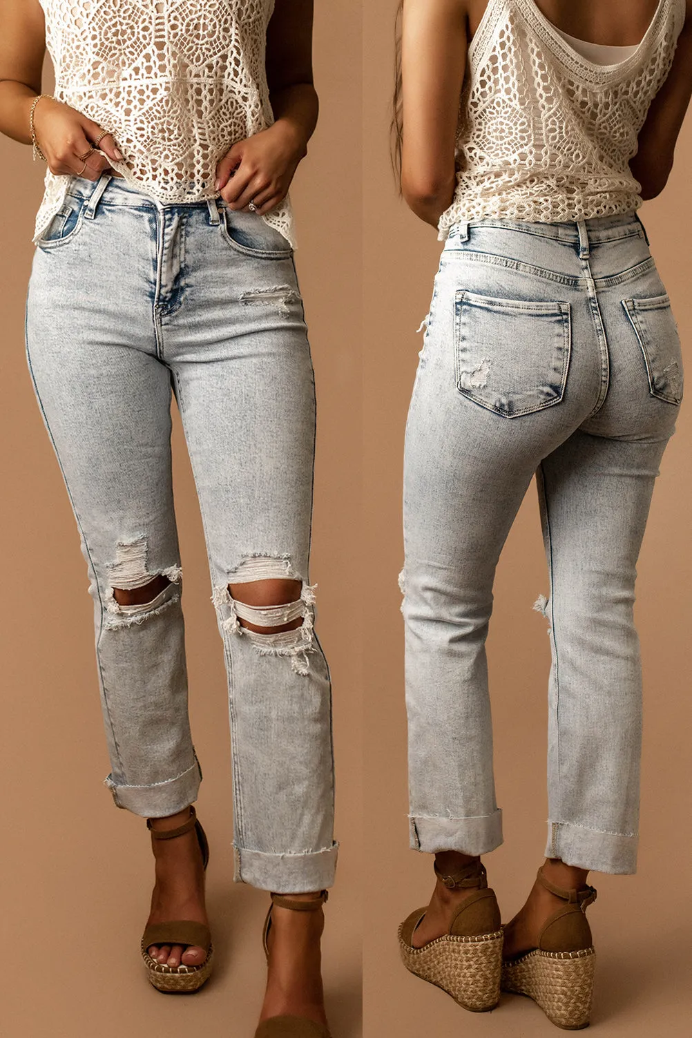 Remi High-Rise Distressed Straight Jeans | FINAL SALE