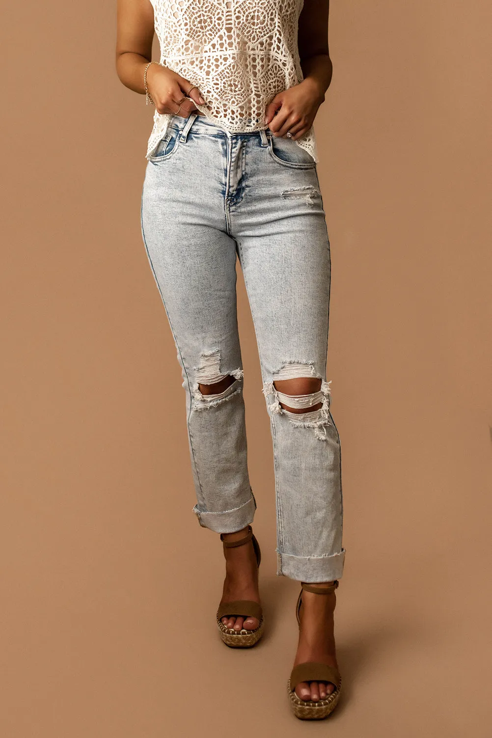 Remi High-Rise Distressed Straight Jeans | FINAL SALE