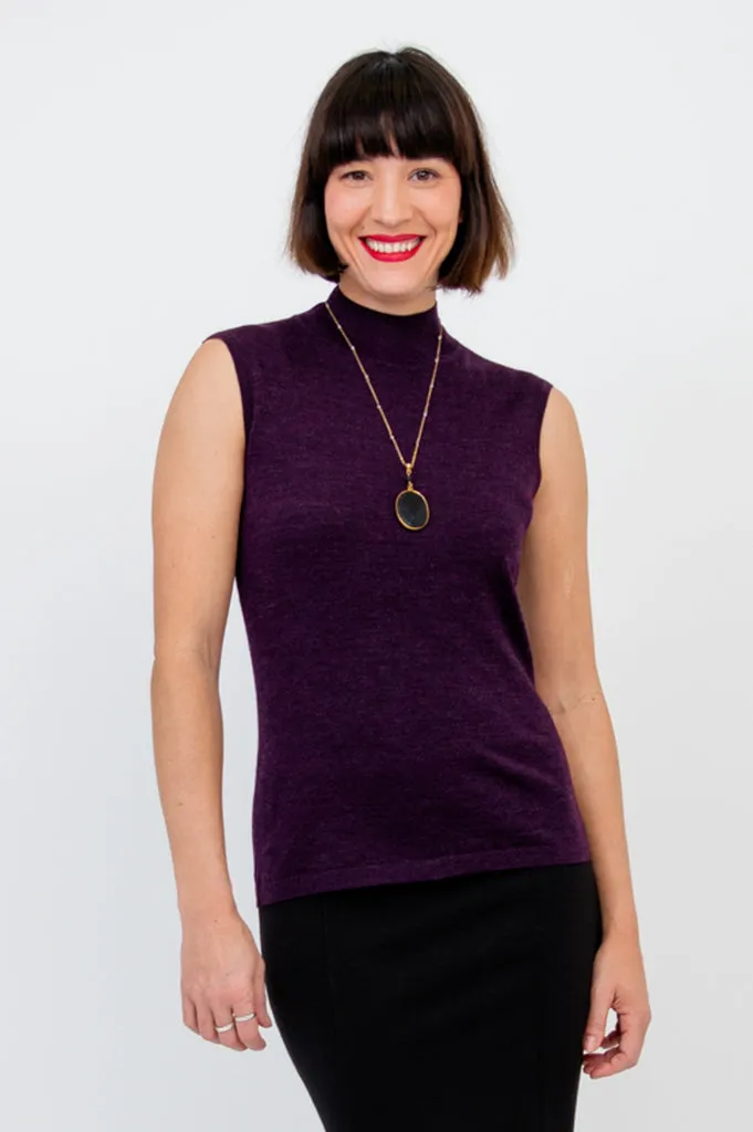 Rita Sweater, Plum, Merino Wool