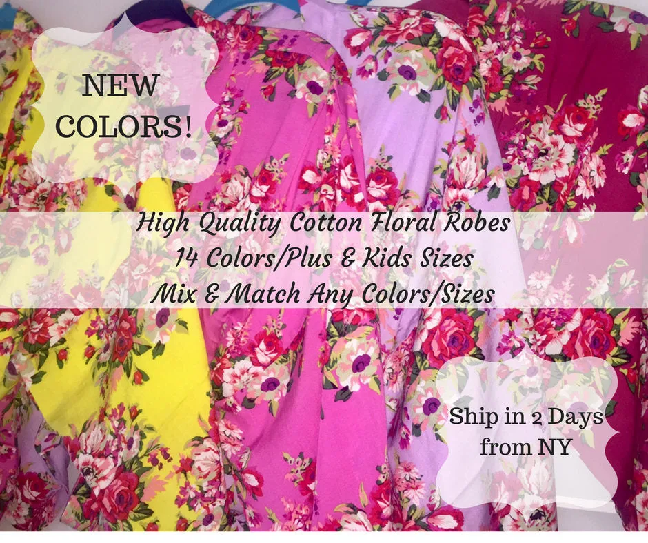 Sale! Bridesmaid Robes, Bridesmaid Gift, Fast Shipping, Bridesmaid Gifts, Wedding Robes, Kimono Robe, Floral Cotton Robes