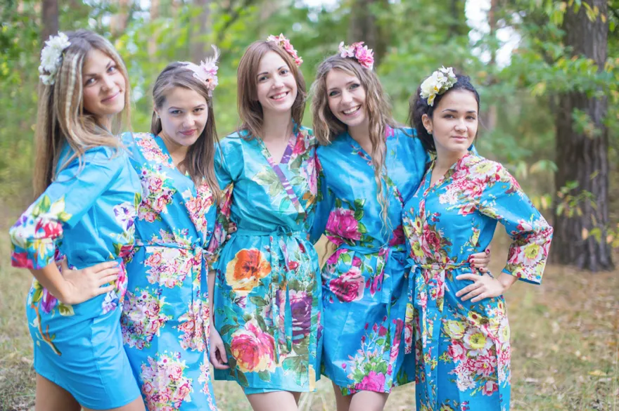 Shades of Blue Wedding Colors Bridesmaids Robes