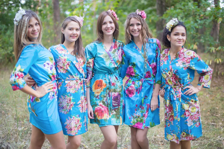 Shades of Blue Wedding Colors Bridesmaids Robes