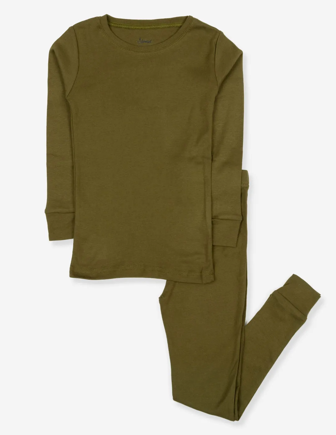 Solid Color Olive Green Matching Family Pajama Set