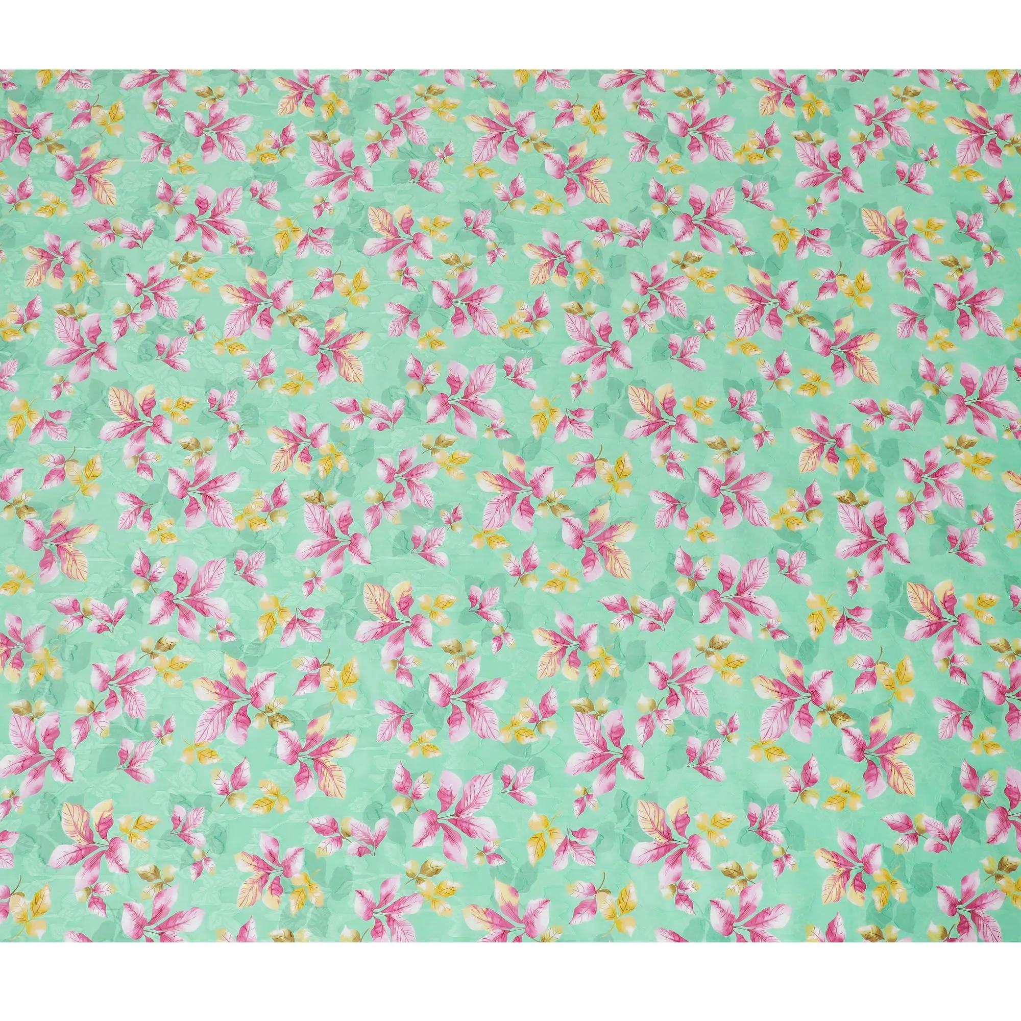 Uragiri Cotton Voile Fabric - Mint Green with Pink Blossom Print, 110 cm Wide, Crafted in Japan-D17721