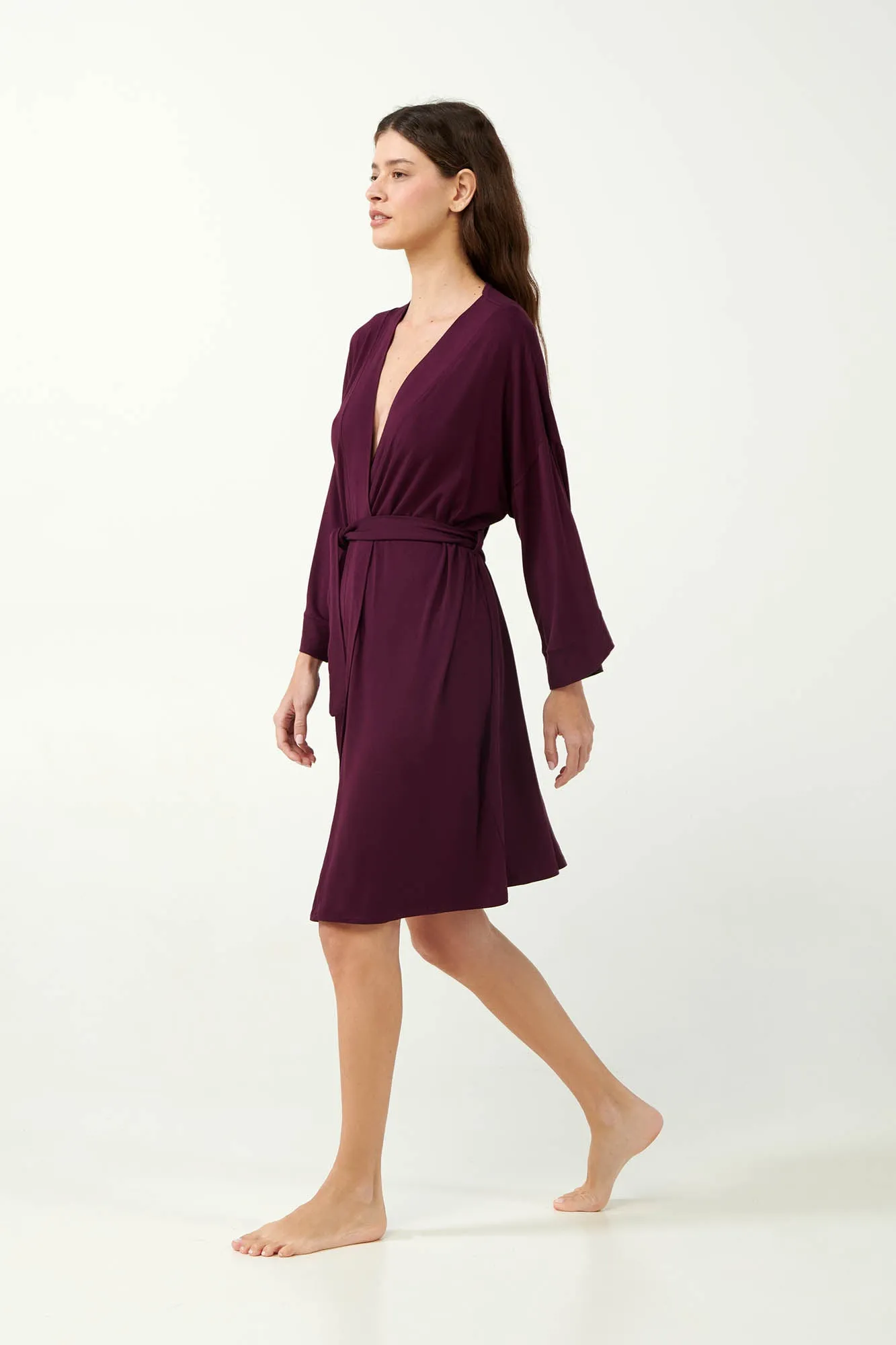 Violet Jersey Robe / Dressing Gown By Vamp - S-3XL