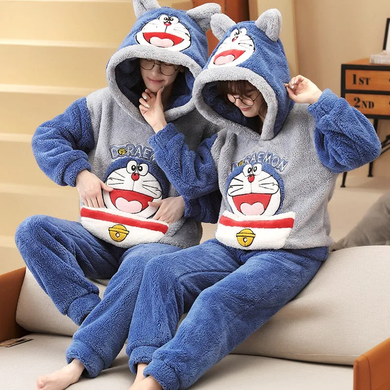 Warm Winter Anime Bear Couple Pajama Set