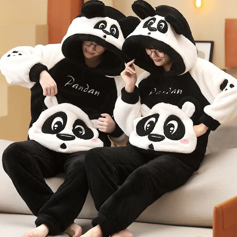 Warm Winter Anime Bear Couple Pajama Set