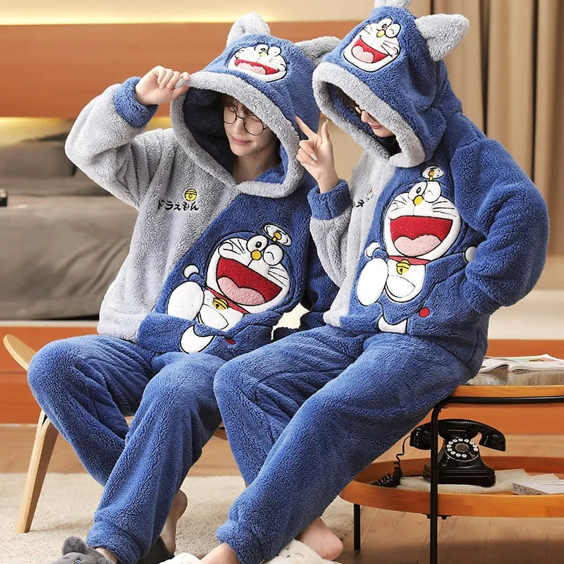 Warm Winter Anime Bear Couple Pajama Set