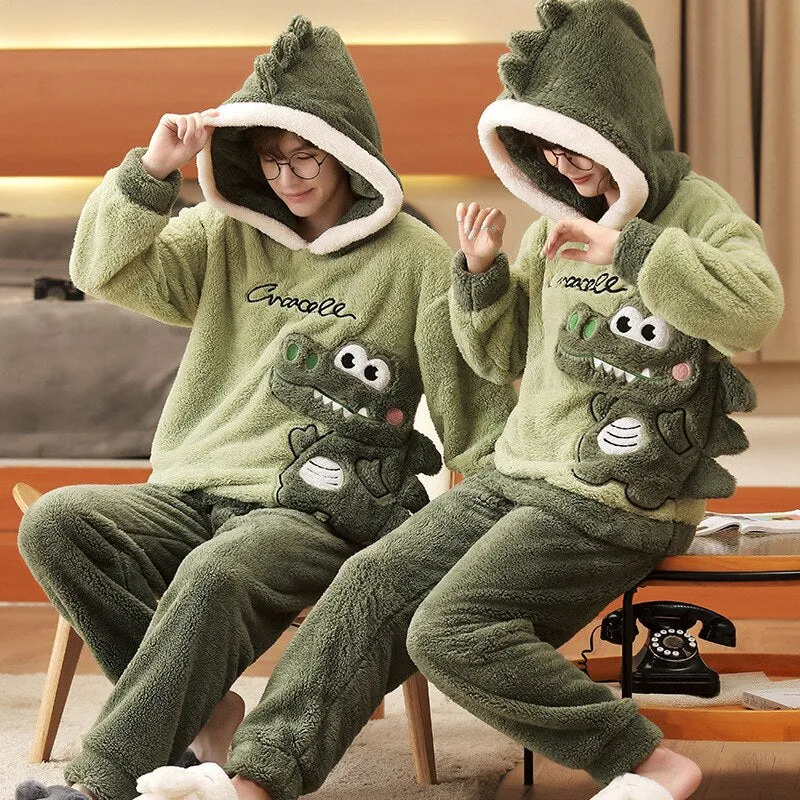 Warm Winter Anime Bear Couple Pajama Set